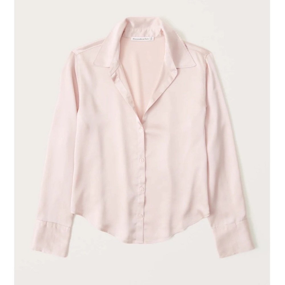 Abercrombie and Fitch Long-Sleeve Satin Button-Up Shirt